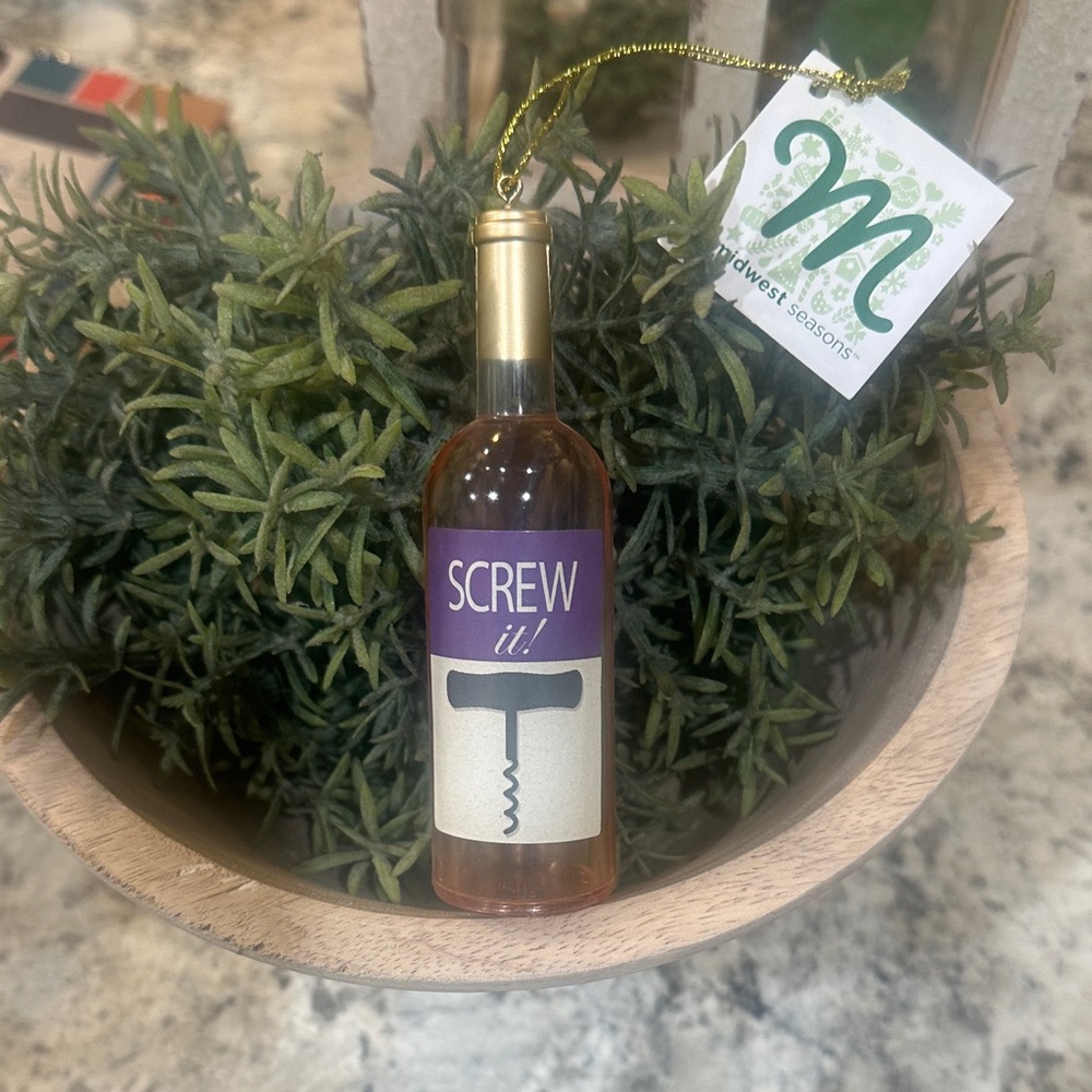 Wine Bottle Ornament with Screw It - NWT